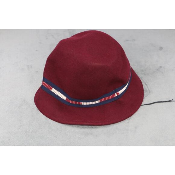 Vince Camuto Women’s Wool Fedora Hat Burgundy Red Ribbon Trim Classic Style - Picture 4 of 8